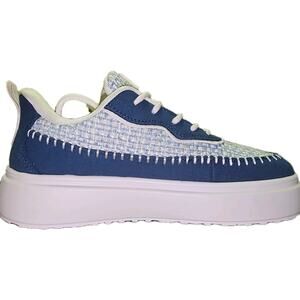 WNA Step Up Women's Designer Lace Up Platform Sneakers Size 6 Blue White NWOT